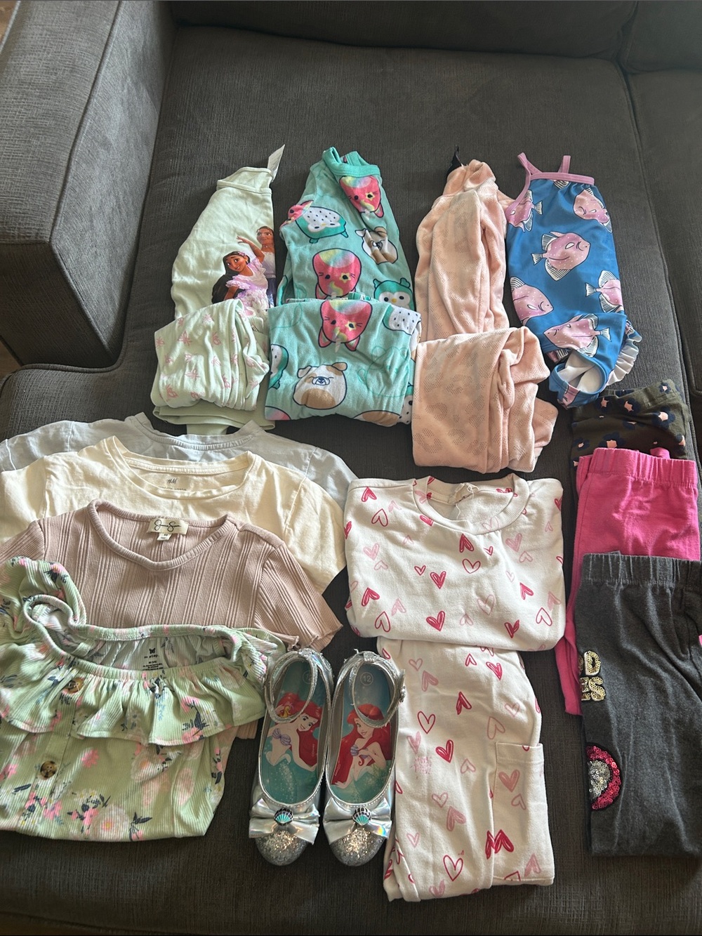 Mixed Bundle of Girls Clothes and a Pair of Disney Mermaid Shoes